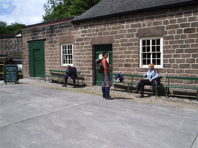 Jenny, Janice and John outside Arkwrights Attic, Arkwrights Cotton Mill